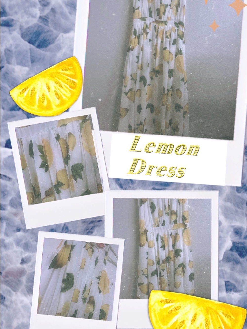 Catherine Malandrino White Maxi Dress with Yellow Lemon Print